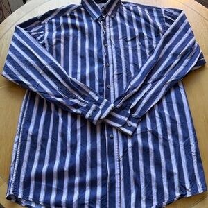 Wrangler Blue and White Striped Casual Shirt